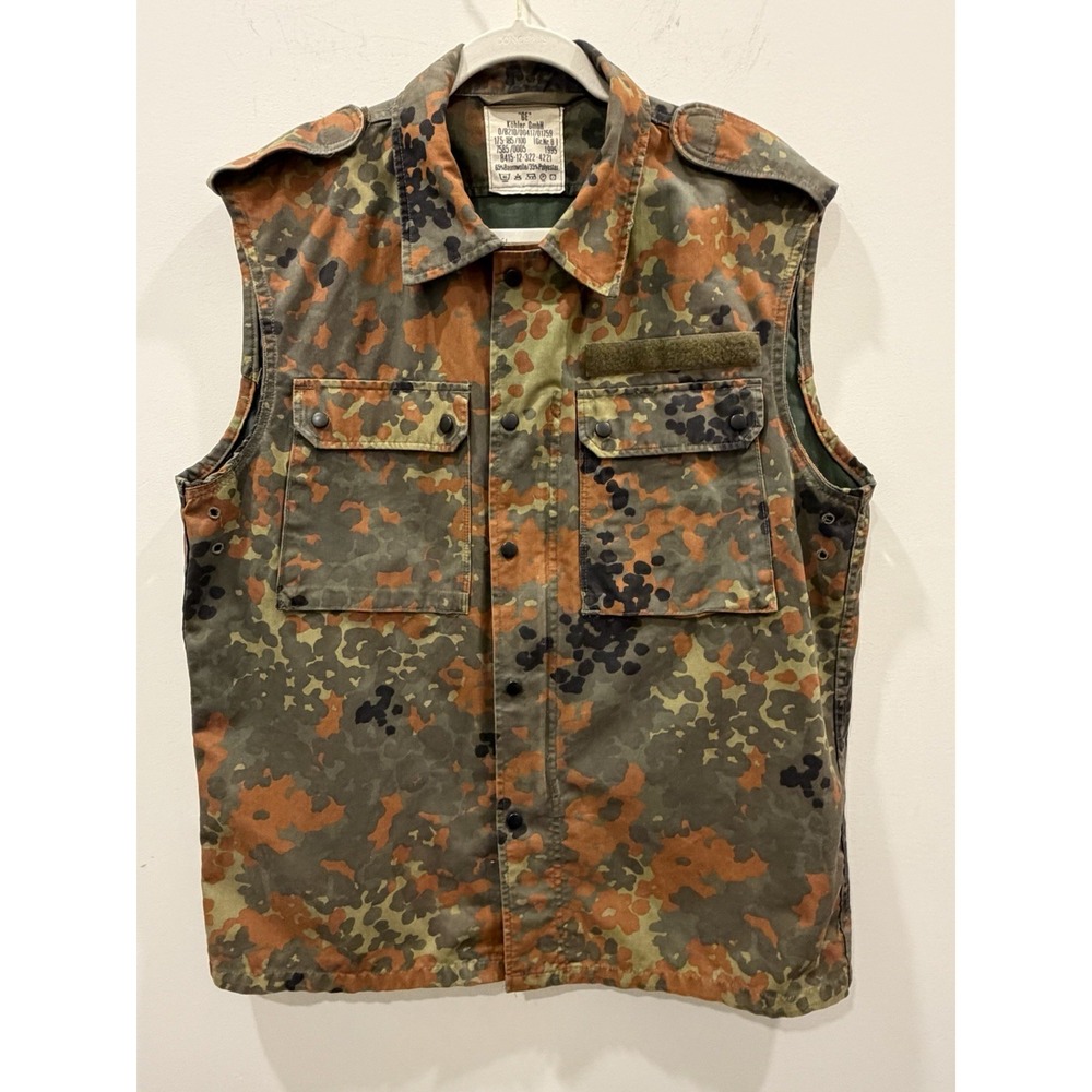 Flecktarn Camouflage Combat Survival Vest Mens Lg German Military 1995 Field EUC